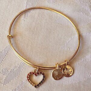 Alex and Ani gold bangle bracelet with rainbow heart